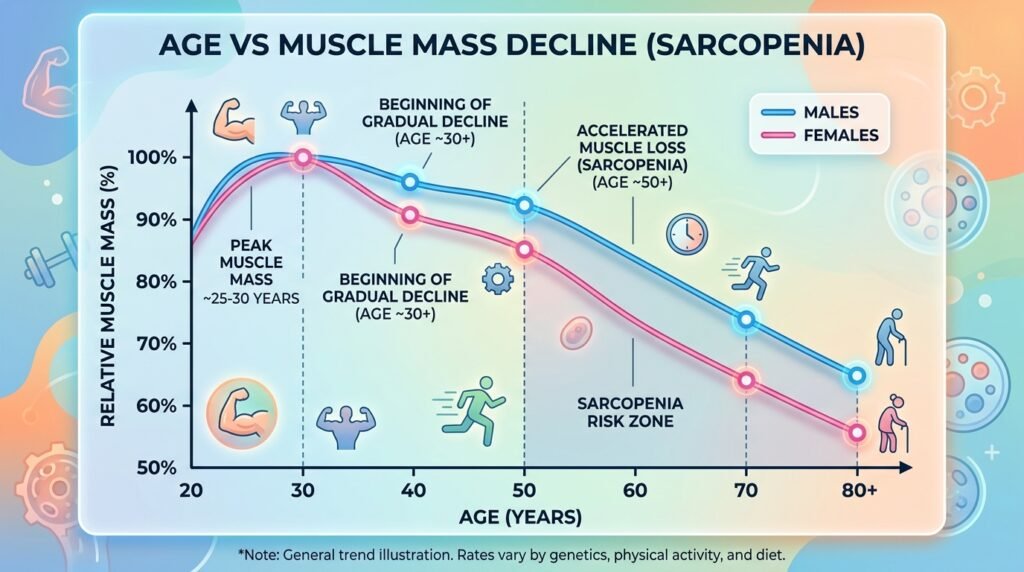 Age vs Muscle mass decline