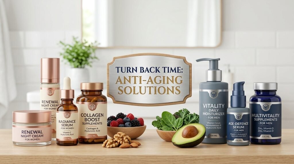 Anti aging creams , serums , supplements , food for men and women